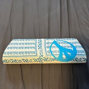 Sir Alistair Rai Turquoise Peace Symbol Foldover Clutch